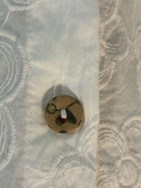 Cotton Eyelet Lace Peter Pan Collar Button-Up Blouse - Picture 12 of 14